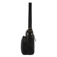 Pierre Cardin Mens Leather Cross-Body Bag Organiser - Black thumbnail