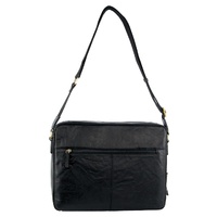 Pierre Cardin Crumpled Leather 15" Laptop Computer Bag - Black thumbnail