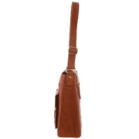 Pierre Cardin Leather Briefcase Bag Tote 13" Laptop Rustic Satchel Travel - Cognac thumbnail