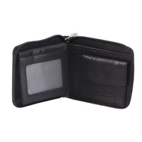 Pierre Cardin Zip Around Mens Leather Wallet with Chain in Black thumbnail