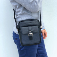Pierre Cardin Pebbled Leather Organizer Bag Cross Body - Black/Navy thumbnail