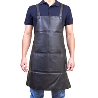 Pierre Cardin Professional Leather Apron Butcher Woodwork Hairdressing Barber Chef - Black thumbnail