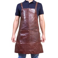 Pierre Cardin Professional Leather Apron Butcher Woodwork Hairdressing Barber Chef - Chestnut thumbnail