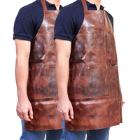 2x Pierre Cardin Professional Leather Apron Butcher Woodwork Barber - Cognac thumbnail
