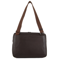 Pierre Cardin Mens Leather 13" Laptop Computer Bag - Brown thumbnail