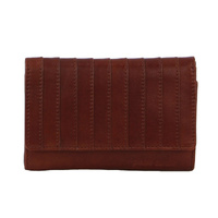 Pierre Cardin Stich Design Leather Ladies Large Tri-Fold Wallet in Tan Brown thumbnail