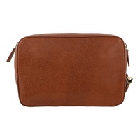 Pierre Cardin Mens Leather Toiletry Bag Travel Organizer Wash Case - Tan thumbnail