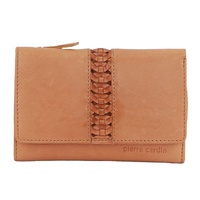 Pierre Cardin Leather Ladies Woven Design Tri-fold Wallet in Apricot thumbnail
