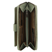 Pierre Cardin Womens Leather Zip Around Wallet RFID Blocking w/ Wristlet in Jade Green thumbnail