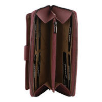 Pierre Cardin Womens Leather Zip Around Wallet RFID Blocking w/ Wristlet in Rose thumbnail