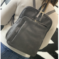 Pierre Cardin Womens Leather Backpack Bag with Pocket Front Multi-Zip - Slate thumbnail