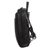 Pierre Cardin Rustic Womens Leather Backpack Bag Handbag Back Pack Travel  - Black thumbnail