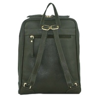 Pierre Cardin Rustic Womens Leather Backpack Bag Handbag Back Pack Travel  - Olive thumbnail