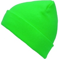 PLAIN BEANIE Unisex Mens Womens Winter Warm Hat Ski Cap Knit One Size - Fluro Green thumbnail