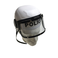 POLICE HAT Plastic Helmet Cap Costume Party w Strap Clear Visor - White thumbnail
