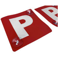 2x RED P PLATES Stay-Put Suction Disks Probationary Car Window Signs NSW thumbnail