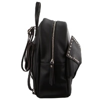 Milleni Black Leather Look Backpack Bag with Bow Detail thumbnail