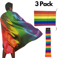3x Set Rainbow Leg Warmers + Deluxe Cape + Bunting Flag Lesbian Gay Costume thumbnail