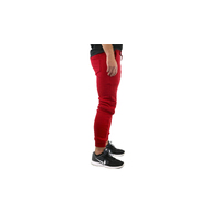 Mens Skinny Track Pants Joggers Trousers Gym Casual Sweat Cuffed Slim Trackies Fleece - Red - S thumbnail