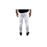 Mens Skinny Track Pants Joggers Trousers Gym Casual Sweat Cuffed Slim Trackies Fleece - White - 3XL thumbnail
