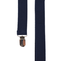 Mens Suspenders Braces Adjustable Strong Clip On Elastic Formal Wedding Slim - Navy Blue thumbnail