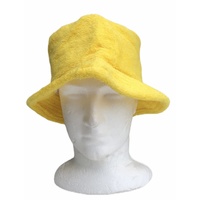 Stingy Brim Terry Towelling Bucket Hat Daggy Fishing Camping Lad Cap 100% COTTON - Yellow - S/M thumbnail