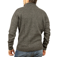 100% SHETLAND WOOL Half Zip Up Knit JUMPER Pullover Mens Sweater Knitted - Charcoal (29) - M thumbnail
