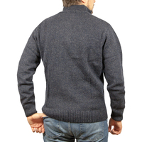 100% SHETLAND WOOL Half Zip Up Knit JUMPER Pullover Mens Sweater Knitted - Denim Blue (45) - XL thumbnail
