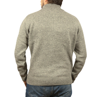 100% SHETLAND WOOL Half Zip Up Knit JUMPER Pullover Mens Sweater Knitted - Grey (21) - M thumbnail