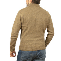100% SHETLAND WOOL Half Zip Up Knit JUMPER Pullover Mens Sweater Knitted - Nutmeg (23) - L thumbnail