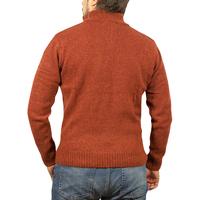 100% SHETLAND WOOL Half Zip Up Knit JUMPER Pullover Mens Sweater Knitted - Rust (54) - 5XL thumbnail