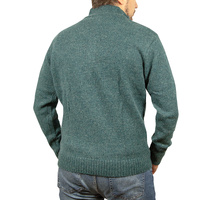 100% SHETLAND WOOL Half Zip Up Knit JUMPER Pullover Mens Sweater Knitted - Sherwood (32) - M thumbnail