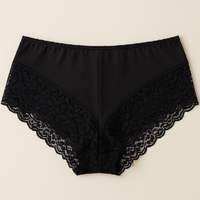Womens Lace Boyshort Boyleg Full Briefs Underwear Undies in Black - 14 thumbnail