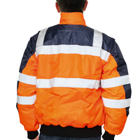 3-in-1 Hi Vis Quilted Safety Bomber Jacket Waterproof Reflective Workwear - Orange/Navy - XXL thumbnail