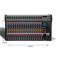 Hridz 16 Channels Audio Sound Mixer Mixing DJ Console USB with 48V Phantom Power thumbnail