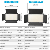 HridZ U600 LED Video Light – Dimmable Bi-Color 2500K-8500K Panel, Remote-Controlled, for Photography, YouTube, Vlogging, and Video Recording with AU P thumbnail