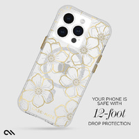 Case-Mate Floral Gems MagSafe Case For iPhone 15 Pro - Gold thumbnail
