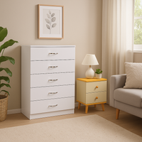 NNECN 5 Layer White Drawer Chest Storage with Bedside Table thumbnail