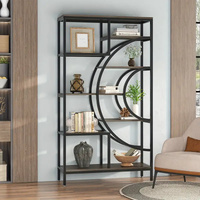 NNETMLT 8-Tier 71-Inch Industrial Geometric Bookcase with Metal Frame thumbnail