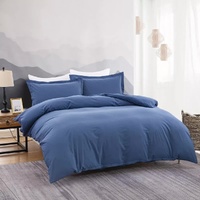 100% cotton Premium Doona Duvet Quilt Cover Set with Soft Pillowcases - Blue-Double thumbnail