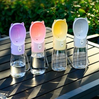 Portable Dog Water Bottle with Bowl Dispenser-500ml Pink Pet Travel Cup, Leak-proof, One-Hand Operation thumbnail