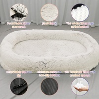Fluffy Donut-Shaped Pet Bed- Soft, Cozy, and Anti-Anxiety for Dogs and Cats, Machine Washable  Apricot Size:L 90*65*20cm thumbnail