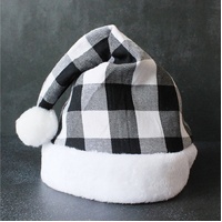 2 Pack Plaid Santa Hats for Adults, Buffalo Check Christmas Hats with White Fur Trim thumbnail