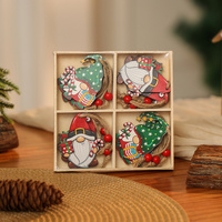 3 boxe style a set New Christmas Decorations, Small Wooden Pendants, Christmas Tree Decorations, 12 Wooden Box Packaging Pendants thumbnail
