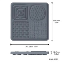 Multi-Functional Slow Feeder Mat for Dogs- Anti-Slip Lick Pad with Multiple Textures Square 2PCS (Black & Grey) thumbnail