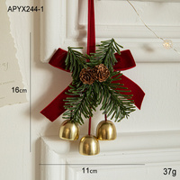 Christmas Door Hanging Ornament with Pinecones, Bells, and Red Ribbon – 16x11cm Festive Decor（2 PCS）） thumbnail