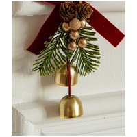 Christmas Hanging Ornament with Pinecones, Bells, and Velvet Bow - 14x10cm Festive Decoration(3 PCS) thumbnail