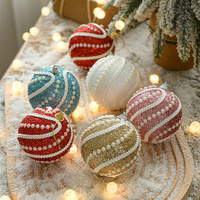 Glittery Christmas Baubles , Pearl-Accented Holiday Ornaments in Assorted Colors, 2 Sets Total(5 Colors Per Set) thumbnail