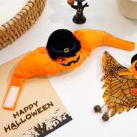 Halloween Pumpkin Hat for Cats - Adjustable Pet Costume with Witch Hat for Halloween Parties 3 pieces thumbnail