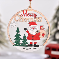 Set of 4 Wooden Christmas Hanging Ornaments – Santa, Snowman, and Reindeer Decorations （2 set, 8 pieces in total)） thumbnail